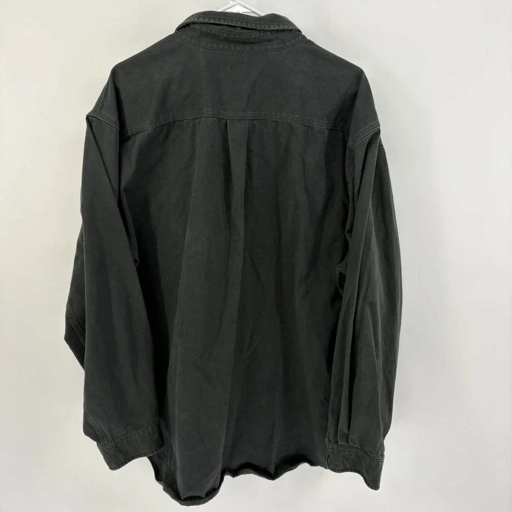 Carhartt Men's Green Heavy Duty Button Up Long Sleeve Shirt Cotton Twill 2XL